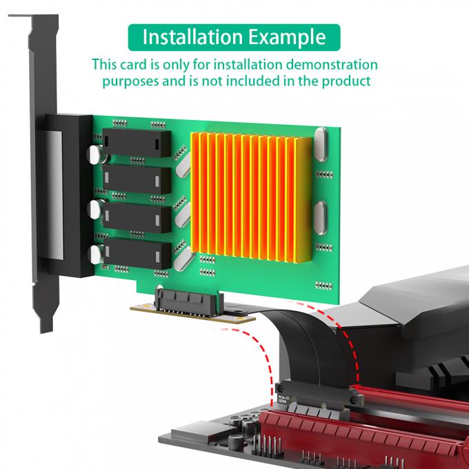 Side view of 90° to 180° PCIe adapter